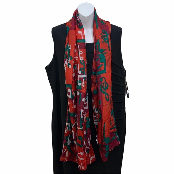 Kooloo Scarf Silk Musical Notes Print Lightweight - Picture 6 of 8